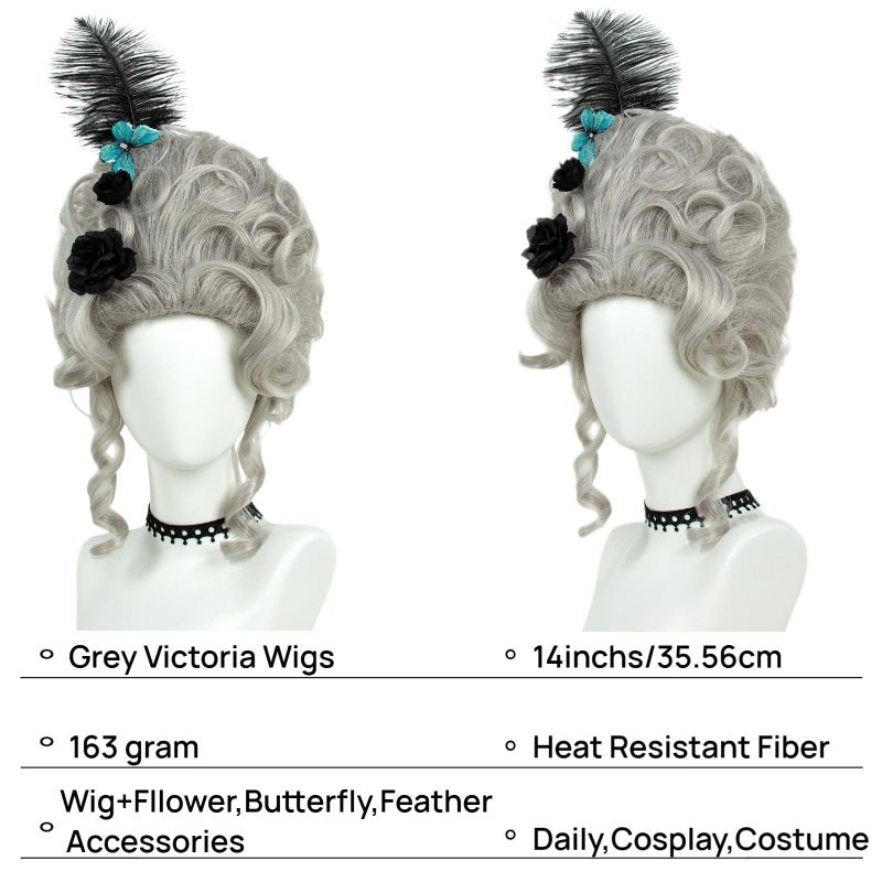 STfantasy 60s Beehive Wig for Women - Marie Antoinette Style Victorian Wig, Perfect for Drag Queen or 50s Retro Look (Grey) - Image 3